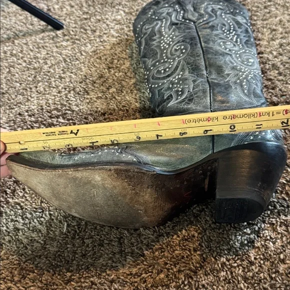 Vintage Corral Cowboy Boots Gray Leather Silver Studs Women's Size 10 - Picture 16 of 16